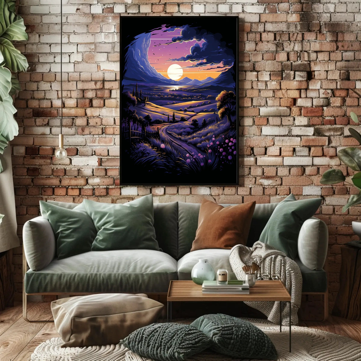 Dreamy Landscape Poster: Moonlit Path at Dusk