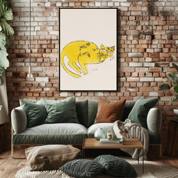 Yellow Cat Poster Whimsical Wall Art Print