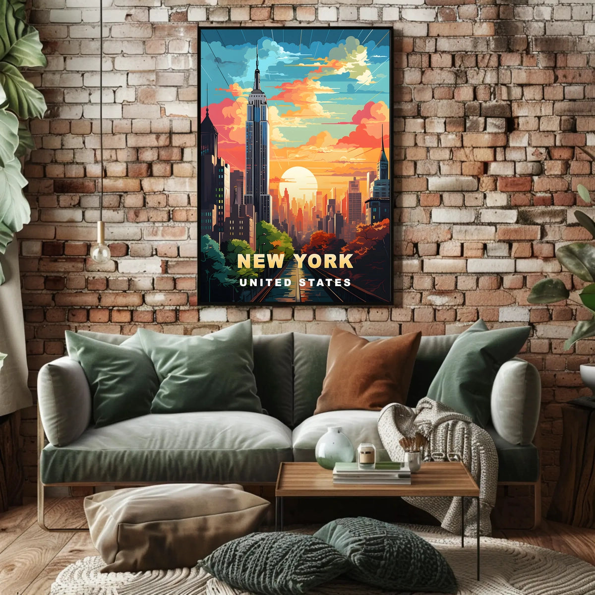 New York City Urban Skyline Poster Modern Wall Art