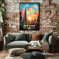 New York City Urban Skyline Poster Modern Wall Art