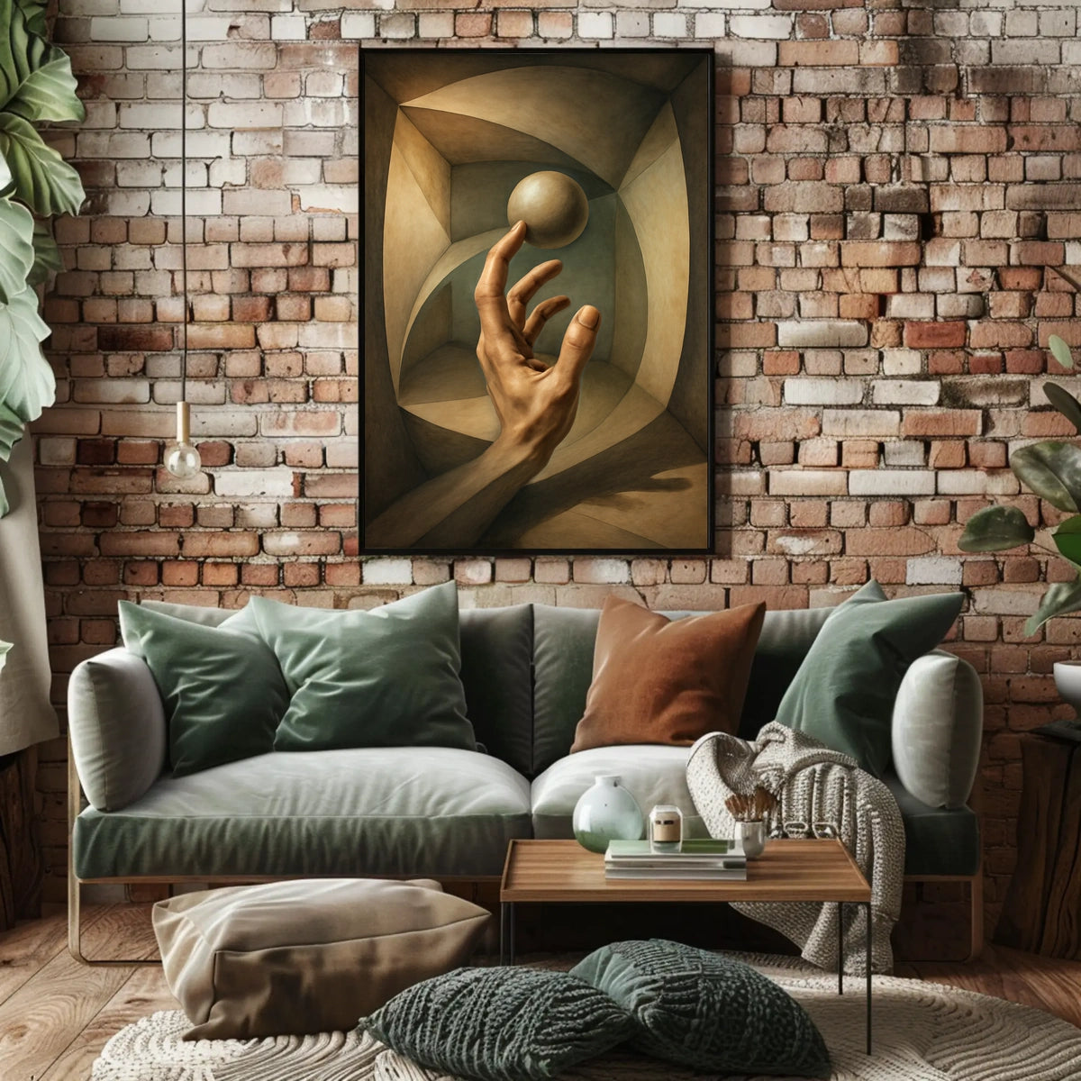 Surreal Hand and Sphere Realistic Geometric Abstract Poster