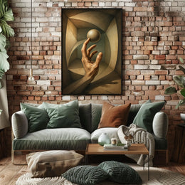 Surreal Hand and Sphere Realistic Geometric Abstract Poster