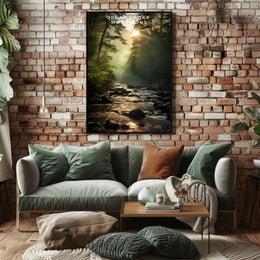Tranquil Sunlit Forest Travel Poster Print
