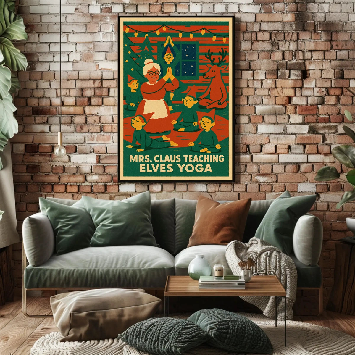 Mrs. Claus Teaching Elves Yoga Poster