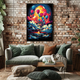 Fantasy Adventure Hot Air Balloon Art Poster