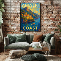 Amalfi Coast Poster Wall Art Coastal Decor Italy 18x24 Inches