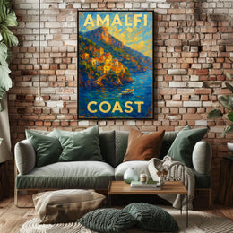 Amalfi Coast Poster Wall Art Coastal Decor Italy 18x24 Inches