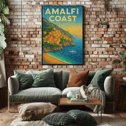 Amalfi Coast Poster Wall Art For Coastal Home Decor