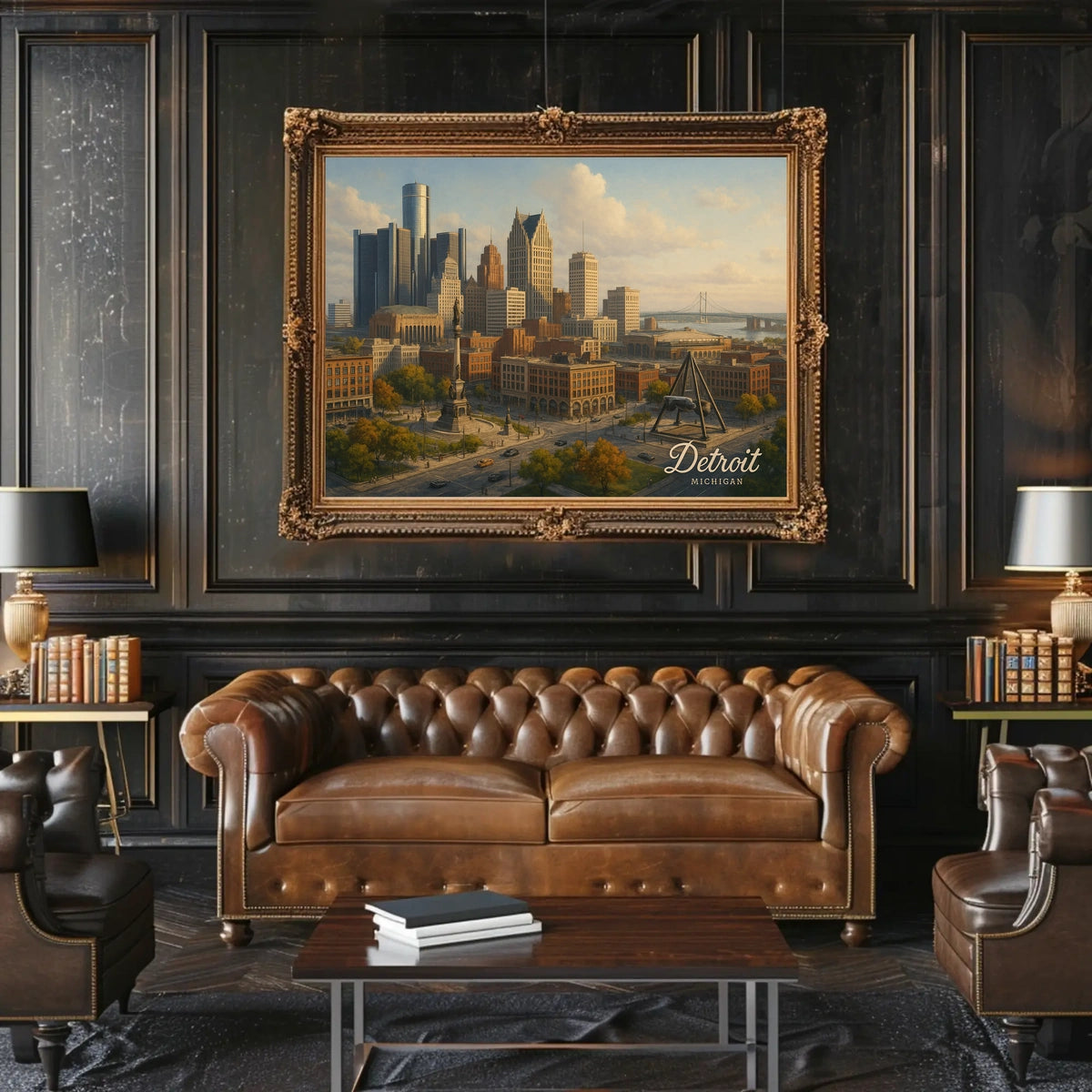 Detroit Skyline Cityscape Wall Art Photography Realism Minimalist Decor Enthusiasts Wanderlust Poster