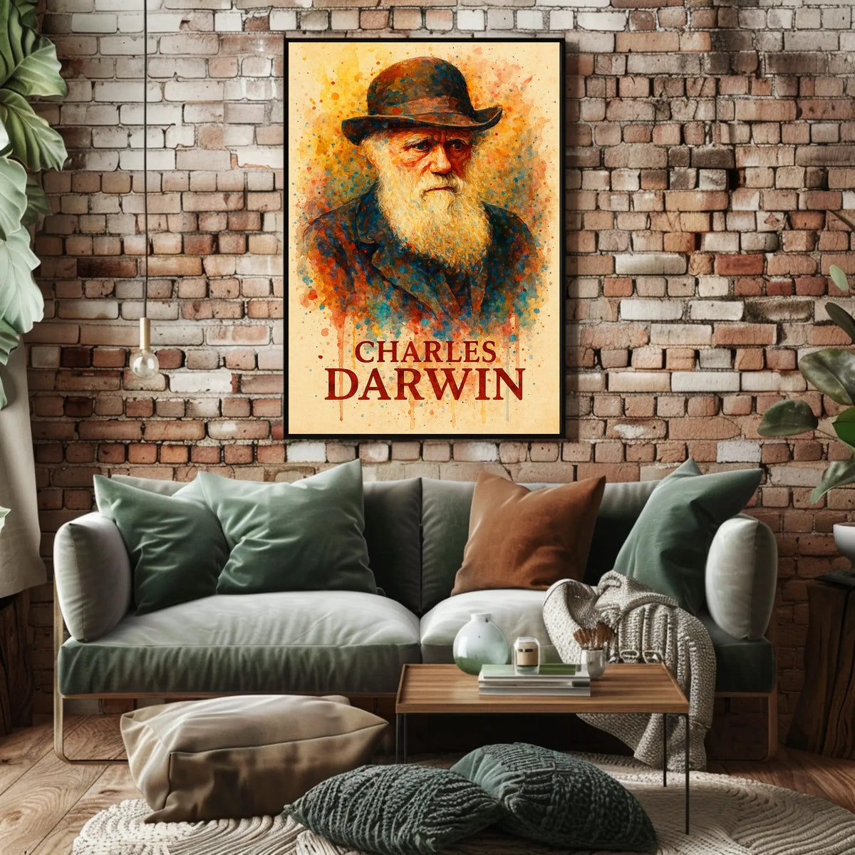 Charles Darwin Watercolor Portrait Art Poster
