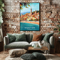 Menton Coastal Town Vibrant Travel Poster