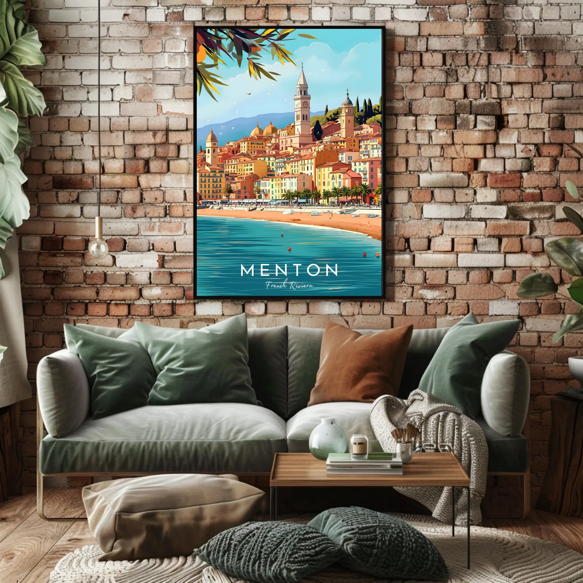 Menton Coastal Town Vibrant Travel Poster