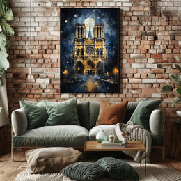 Gothic Splendor Notre-Dame At Night Poster