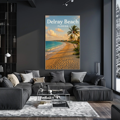 Delray Beach Florida Oceanfront Sand Sunset Travel Poster