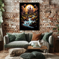 Enchanted Castle in Dreamlike Landscape Fantasy or Mythology Poster