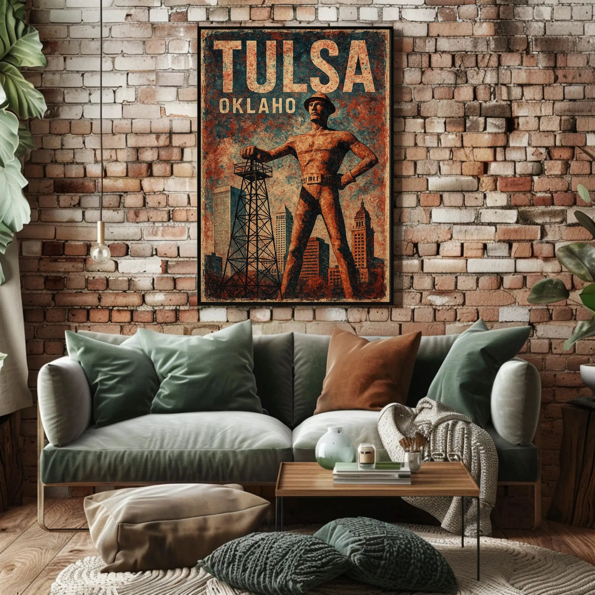 Golden Driller Tulsa Vintage Americana Poster