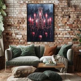 Gothic Chandelier Of Skulls Poster
