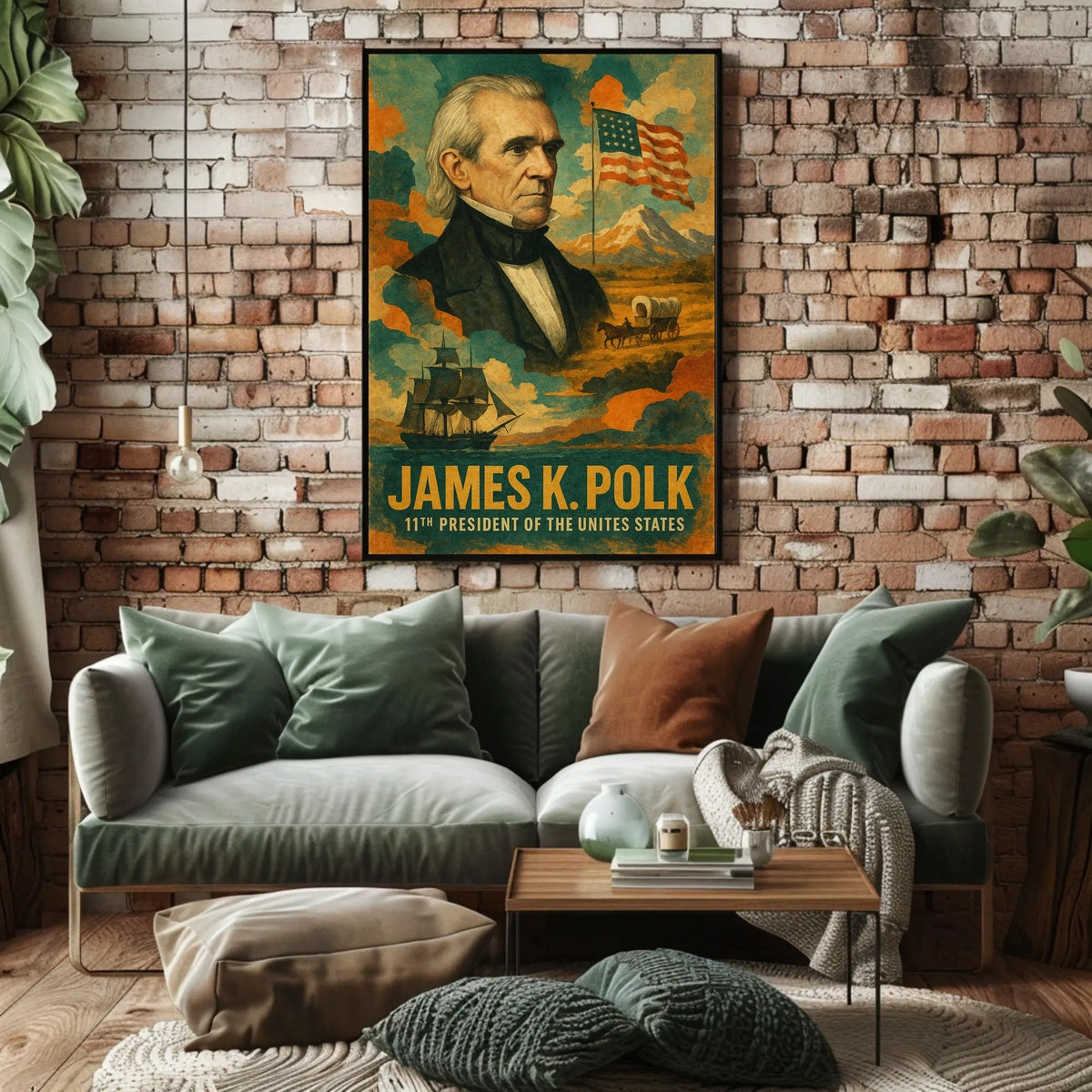 James K. Polk 11th President of the United States Layered Digital Collage Poster