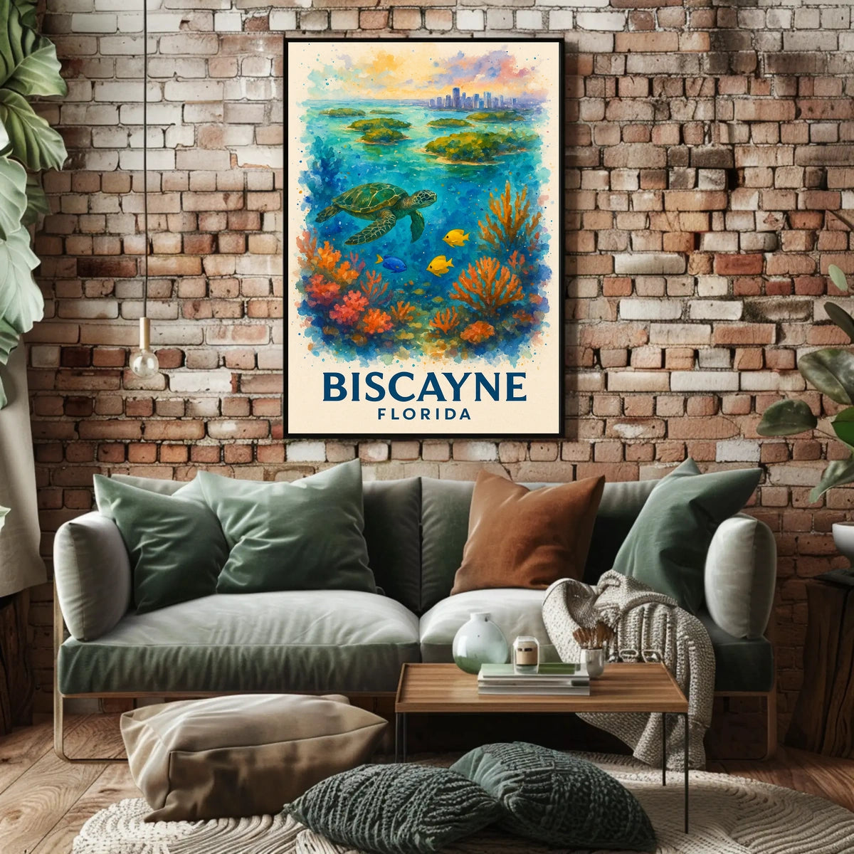Biscayne Marine Life Watercolor Poster: Florida's Beauty