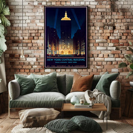New York Central Building NYC Poster Vintage Wall Art