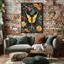 Butterfly Symphony: Vibrant Botanical Modern Art Animal Poster