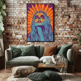 Day of the Dead Woman Psychedelic Bold Vibrant Poster