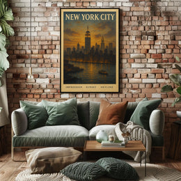New York City Skyline at Sunset Poster