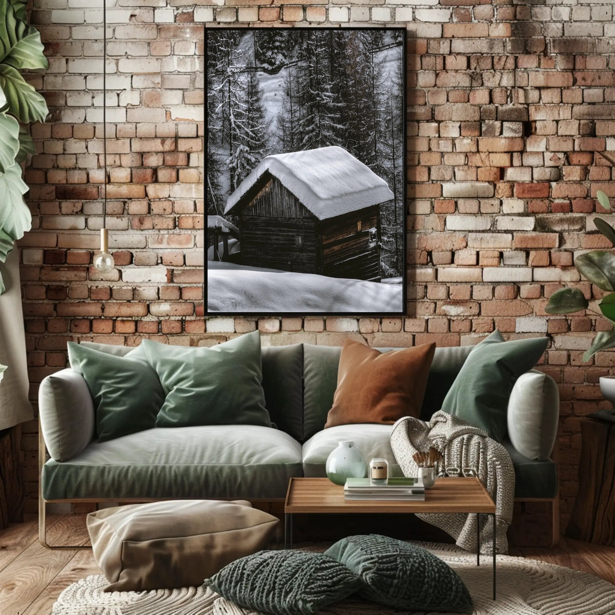 Snow-Covered Cabin in Winter National Park Poster
