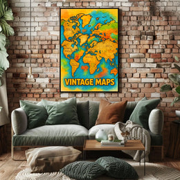 Vintage World Map Art Print Adventure Travel Poster