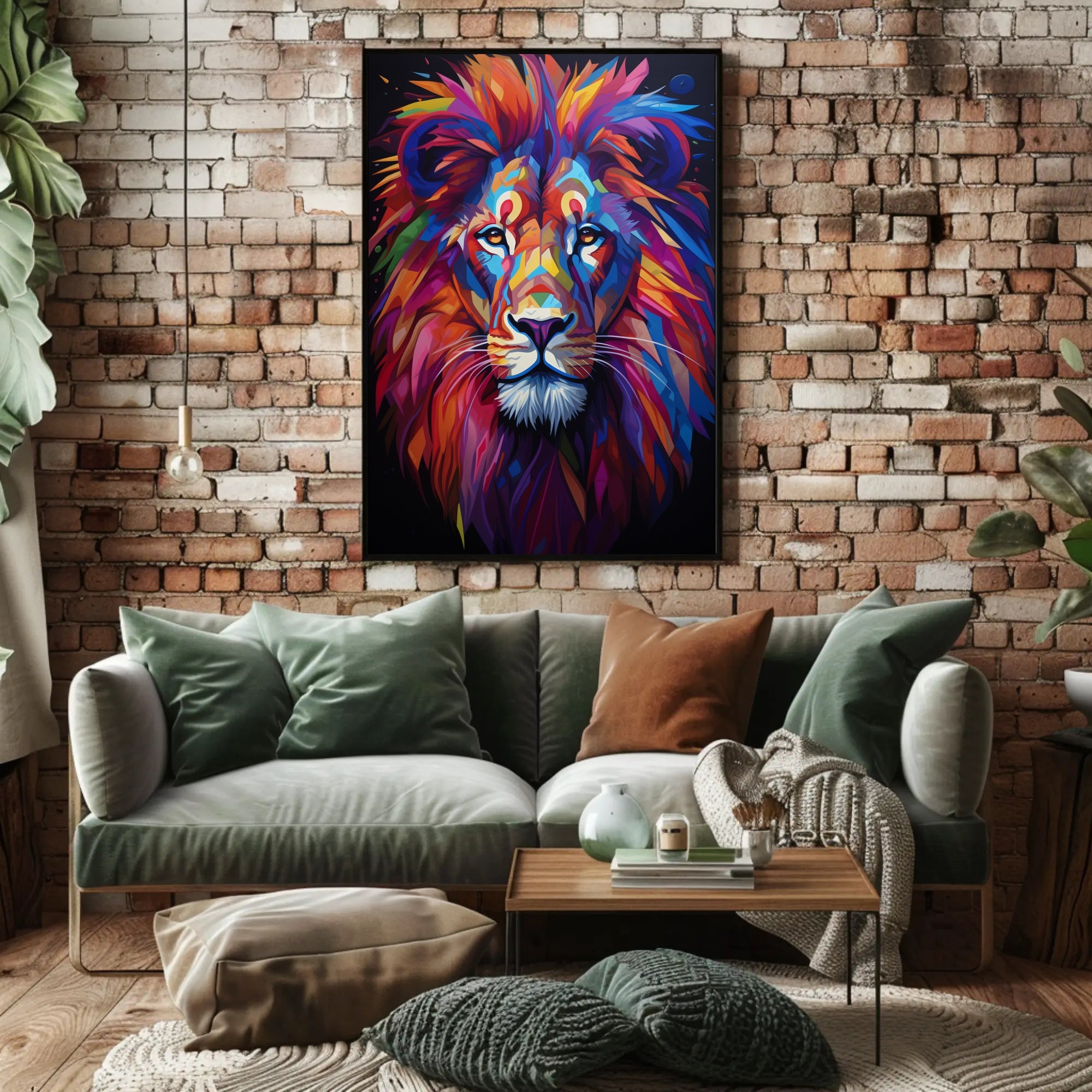 Bold Modern Lion Art Poster with Abstract, Artistic Flair