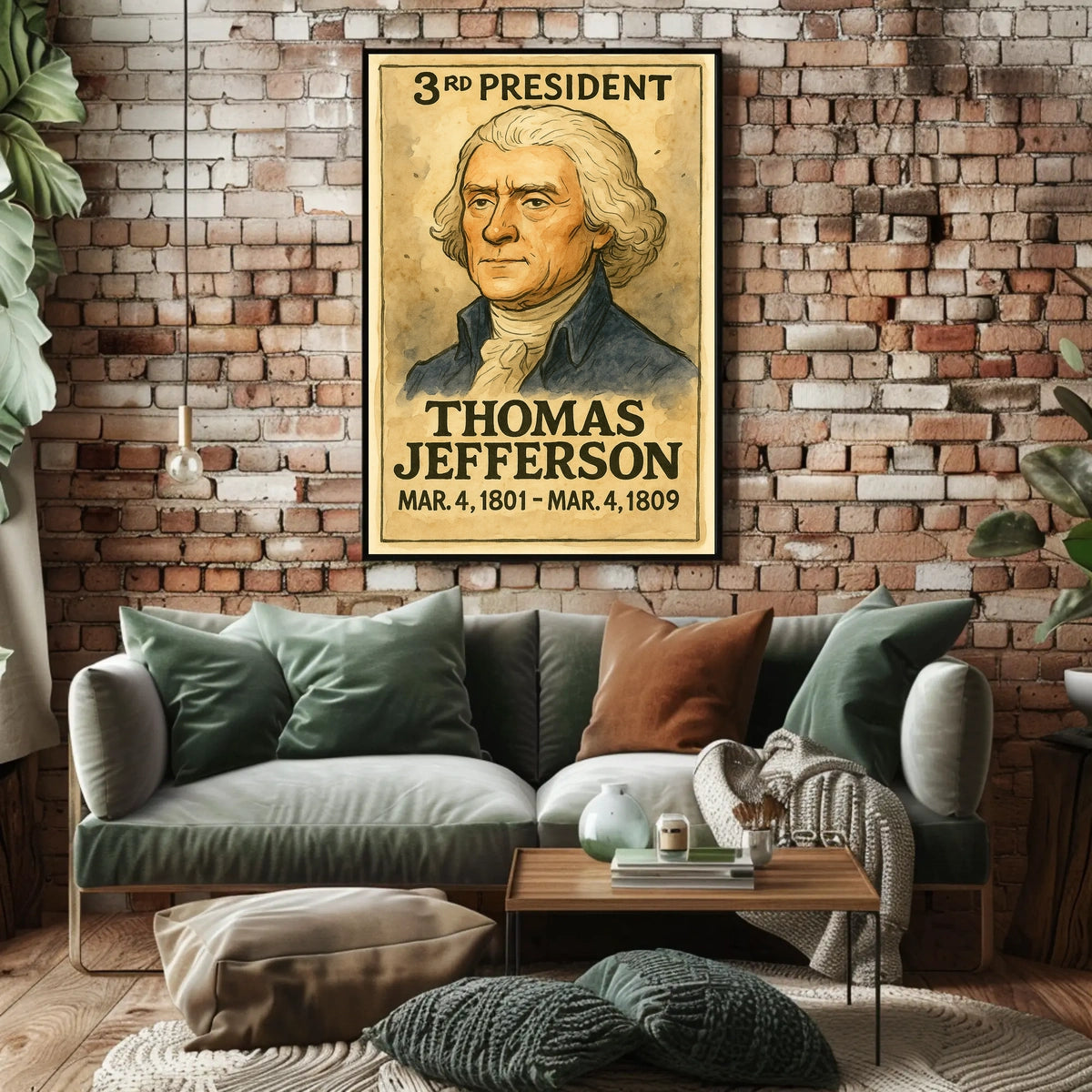Thomas Jefferson 3rd President of the United States Exaggerated Cartoon Sketch Poster