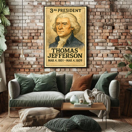 Thomas Jefferson 3rd President of the United States Exaggerated Cartoon Sketch Poster