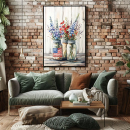 Three Rustic Mason Jars Wall Decor Art Print Poster
