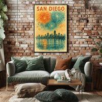 San Diego Skyline Celebration Poster