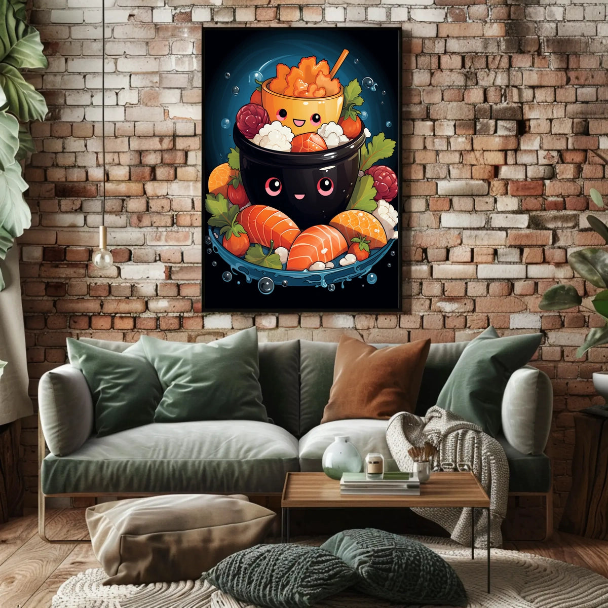 Whimsical Smiling Bowls Art Print - Abstract, Artistic, or Pop Culture Poster
