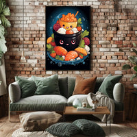 Whimsical Smiling Bowls Art Print - Abstract, Artistic, or Pop Culture Poster