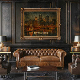 Pittsburgh Skyline at Night Poster