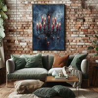 Gothic Chandelier with Skulls Abstract Poster