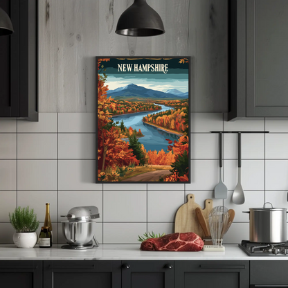 New Hampshire Autumn Vintage Style Poster