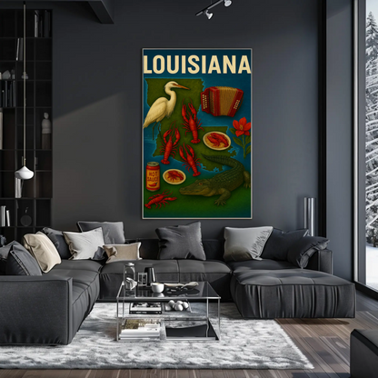 Louisiana Culture Food Music Alligator Bayou Poster