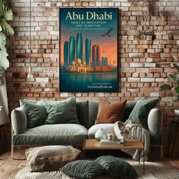 Abu Dhabi Skyline Modernity and Tradition Travel Poster
