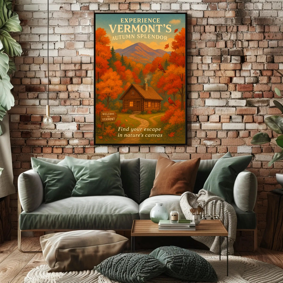 Autumn Cabin Vermont Nature Foliage Poster