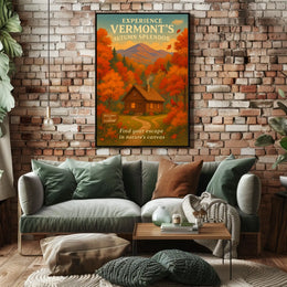 Autumn Cabin Vermont Nature Foliage Poster