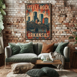 Little Rock Vintage Skyline Retro Nostalgia Poster