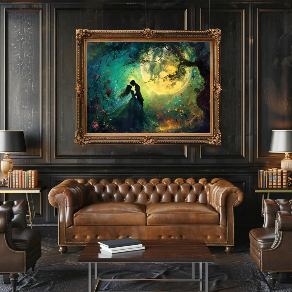 Moonlit Lovers in Enchanted Forest Poster