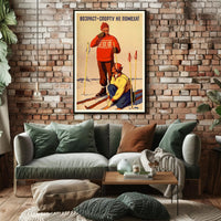 Winter Skiing Fitness Vintage Art Sports Poster