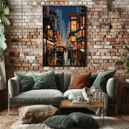 Vibrant Asian City Street Scene Historical Heritage Poster