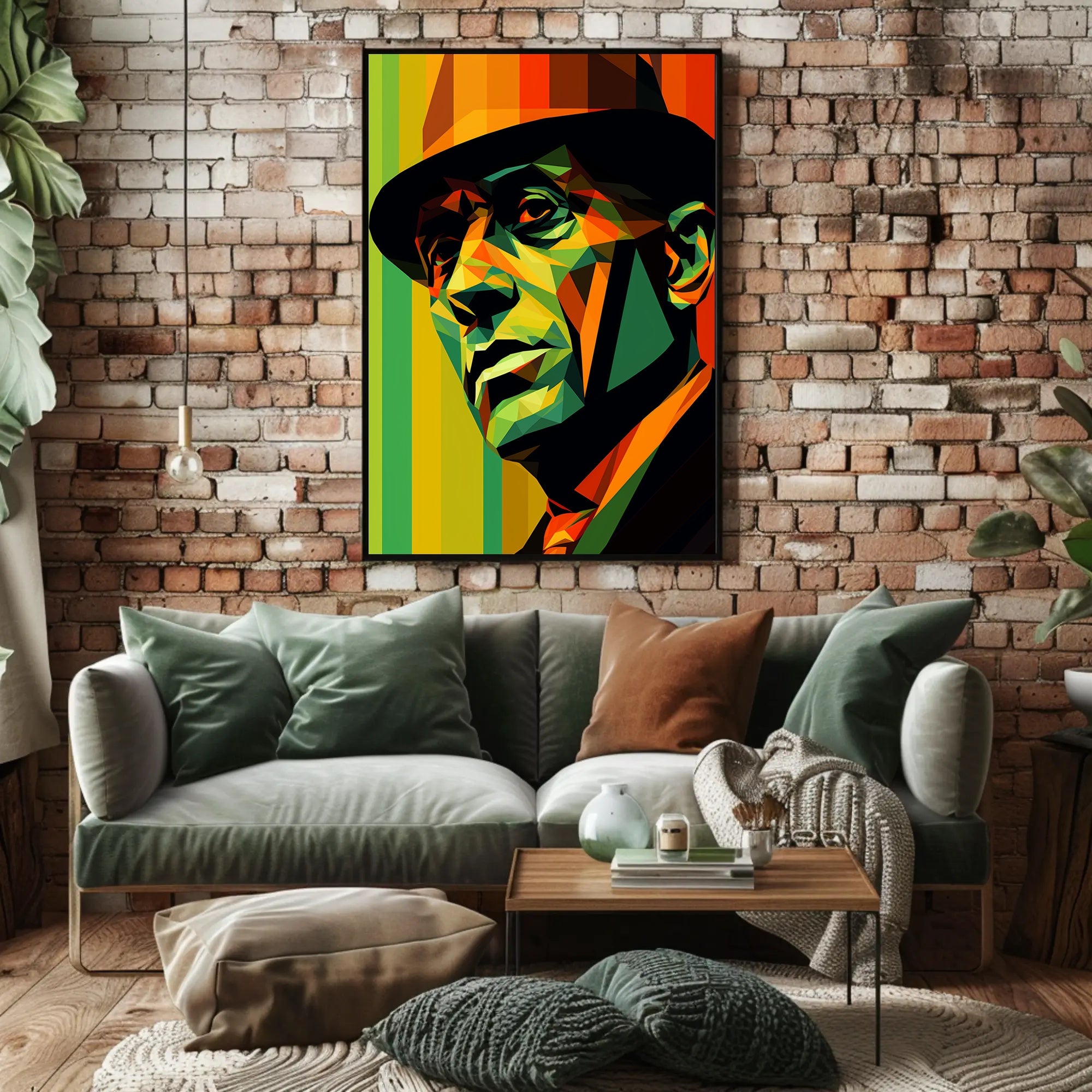 Vibrant Geometric Portrait Poster PosterGoat