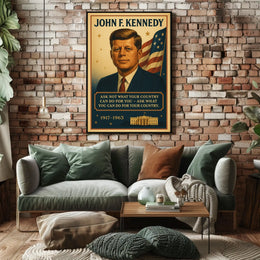 JFK Patriotic Vintage Poster with Inspirational Quote