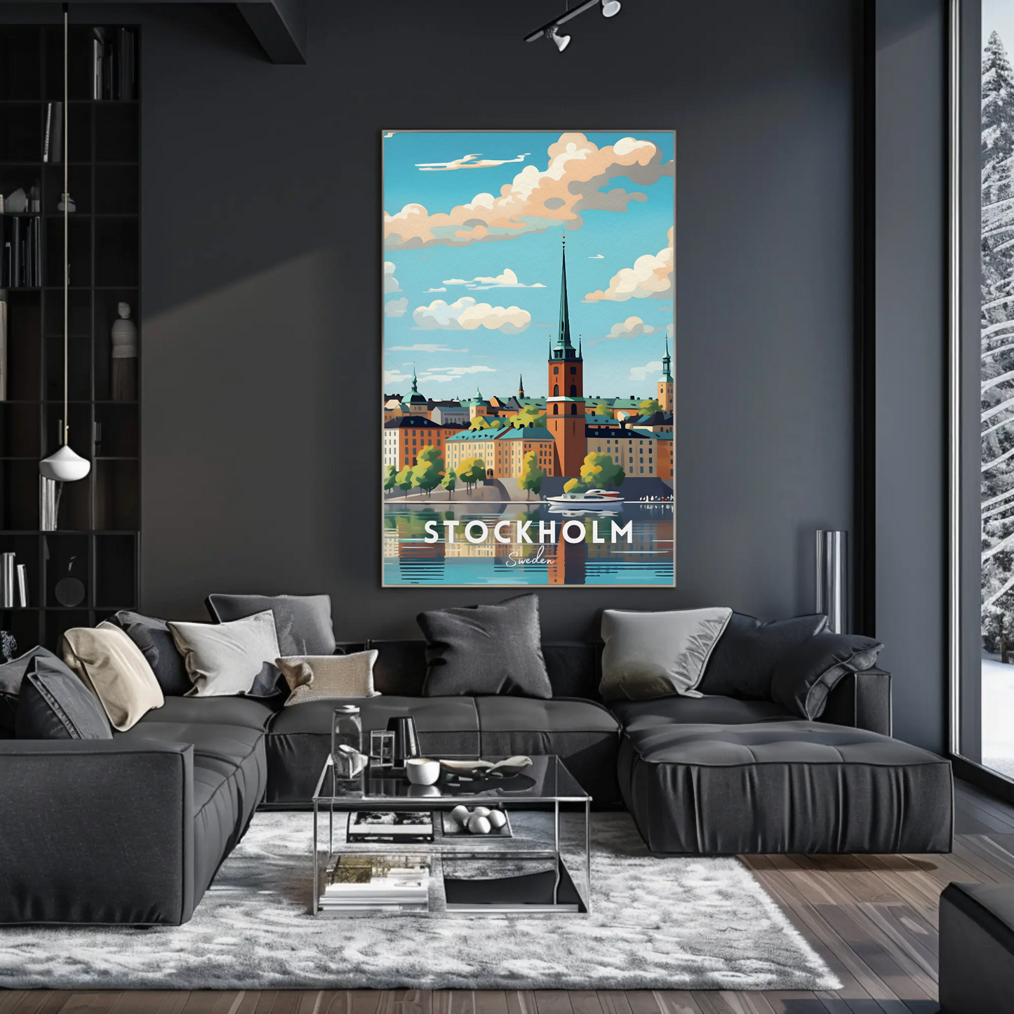 Stockholm Waterfront Skyline Travel Poster